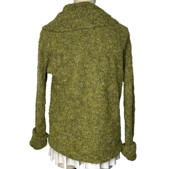 Tabask Alpaca Wool Green Fuzzy Handmade in PERU One Button Cardigan Sweater - Picture 6 of 6